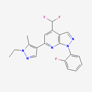 molecular formula C19H16F3N5 B4349543 4-(difluoromethyl)-6-(1-ethyl-5-methyl-1H-pyrazol-4-yl)-1-(2-fluorophenyl)-1H-pyrazolo[3,4-b]pyridine 