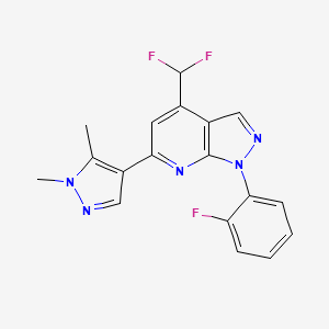 molecular formula C18H14F3N5 B4349548 4-(difluoromethyl)-6-(1,5-dimethyl-1H-pyrazol-4-yl)-1-(2-fluorophenyl)-1H-pyrazolo[3,4-b]pyridine 