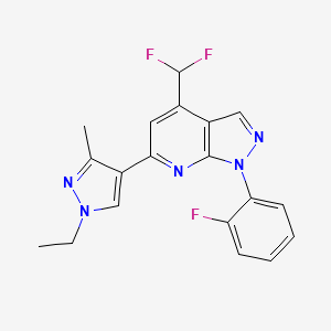 molecular formula C19H16F3N5 B4349552 4-(difluoromethyl)-6-(1-ethyl-3-methyl-1H-pyrazol-4-yl)-1-(2-fluorophenyl)-1H-pyrazolo[3,4-b]pyridine 