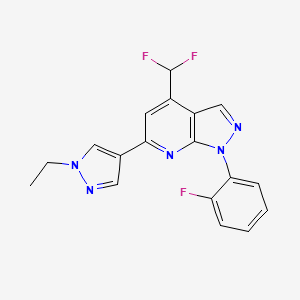 molecular formula C18H14F3N5 B4349569 4-(difluoromethyl)-6-(1-ethyl-1H-pyrazol-4-yl)-1-(2-fluorophenyl)-1H-pyrazolo[3,4-b]pyridine 