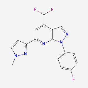 molecular formula C17H12F3N5 B4349610 4-(difluoromethyl)-1-(4-fluorophenyl)-6-(1-methyl-1H-pyrazol-3-yl)-1H-pyrazolo[3,4-b]pyridine 