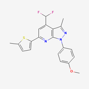 molecular formula C20H17F2N3OS B4349630 4-[4-(DIFLUOROMETHYL)-3-METHYL-6-(5-METHYL-2-THIENYL)-1H-PYRAZOLO[3,4-B]PYRIDIN-1-YL]PHENYL METHYL ETHER 