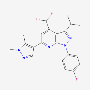 molecular formula C21H20F3N5 B4349674 4-(difluoromethyl)-6-(1,5-dimethyl-1H-pyrazol-4-yl)-1-(4-fluorophenyl)-3-isopropyl-1H-pyrazolo[3,4-b]pyridine 