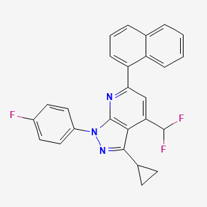 molecular formula C26H18F3N3 B4349677 3-cyclopropyl-4-(difluoromethyl)-1-(4-fluorophenyl)-6-(1-naphthyl)-1H-pyrazolo[3,4-b]pyridine 