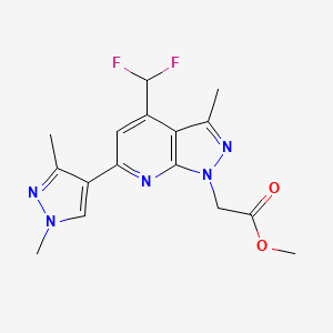 molecular formula C16H17F2N5O2 B4349745 methyl [4-(difluoromethyl)-6-(1,3-dimethyl-1H-pyrazol-4-yl)-3-methyl-1H-pyrazolo[3,4-b]pyridin-1-yl]acetate 