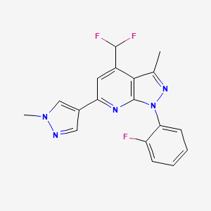 molecular formula C18H14F3N5 B4349756 4-(difluoromethyl)-1-(2-fluorophenyl)-3-methyl-6-(1-methyl-1H-pyrazol-4-yl)-1H-pyrazolo[3,4-b]pyridine 