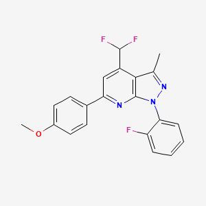 molecular formula C21H16F3N3O B4349759 4-[4-(DIFLUOROMETHYL)-1-(2-FLUOROPHENYL)-3-METHYL-1H-PYRAZOLO[3,4-B]PYRIDIN-6-YL]PHENYL METHYL ETHER 