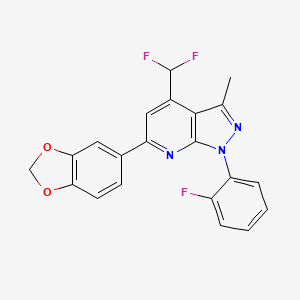 molecular formula C21H14F3N3O2 B4349764 6-(1,3-benzodioxol-5-yl)-4-(difluoromethyl)-1-(2-fluorophenyl)-3-methyl-1H-pyrazolo[3,4-b]pyridine 