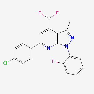 molecular formula C20H13ClF3N3 B4349768 6-(4-chlorophenyl)-4-(difluoromethyl)-1-(2-fluorophenyl)-3-methyl-1H-pyrazolo[3,4-b]pyridine 