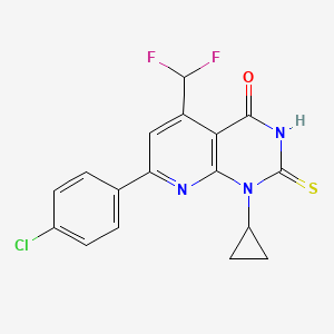 7-(4-chlorophenyl)-1-cyclopropyl-5-(difluoromethyl)-2-sulfanylpyrido[2,3-d]pyrimidin-4(1H)-one