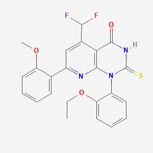 molecular formula C23H19F2N3O3S B4349802 5-(difluoromethyl)-1-(2-ethoxyphenyl)-7-(2-methoxyphenyl)-2-sulfanylpyrido[2,3-d]pyrimidin-4(1H)-one 