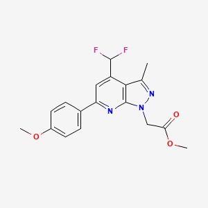 molecular formula C18H17F2N3O3 B4349824 METHYL 2-[4-(DIFLUOROMETHYL)-6-(4-METHOXYPHENYL)-3-METHYL-1H-PYRAZOLO[3,4-B]PYRIDIN-1-YL]ACETATE 