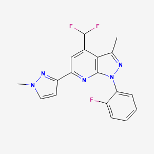 molecular formula C18H14F3N5 B4349835 4-(difluoromethyl)-1-(2-fluorophenyl)-3-methyl-6-(1-methyl-1H-pyrazol-3-yl)-1H-pyrazolo[3,4-b]pyridine 