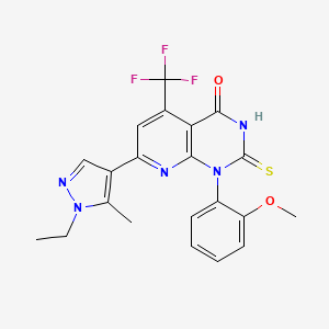 7-(1-ethyl-5-methyl-1H-pyrazol-4-yl)-1-(2-methoxyphenyl)-2-sulfanyl-5-(trifluoromethyl)pyrido[2,3-d]pyrimidin-4(1H)-one