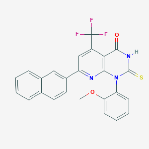 molecular formula C25H16F3N3O2S B4349852 1-(2-METHOXYPHENYL)-7-(2-NAPHTHYL)-2-SULFANYL-5-(TRIFLUOROMETHYL)PYRIDO[2,3-D]PYRIMIDIN-4(1H)-ONE 