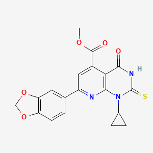 Methyl 7-(1,3-benzodioxol-5-yl)-1-cyclopropyl-4-oxo-2-sulfanyl-1,4-dihydropyrido[2,3-d]pyrimidine-5-carboxylate