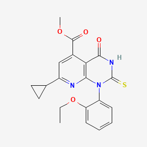 molecular formula C20H19N3O4S B4349869 Methyl 7-cyclopropyl-1-(2-ethoxyphenyl)-4-oxo-2-sulfanyl-1,4-dihydropyrido[2,3-d]pyrimidine-5-carboxylate 