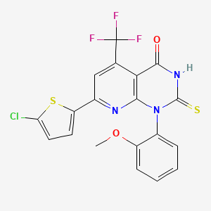 molecular formula C19H11ClF3N3O2S2 B4349881 7-(5-CHLORO-2-THIENYL)-1-(2-METHOXYPHENYL)-2-SULFANYL-5-(TRIFLUOROMETHYL)PYRIDO[2,3-D]PYRIMIDIN-4(1H)-ONE 