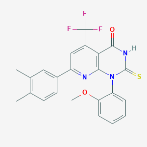 molecular formula C23H18F3N3O2S B4349888 7-(3,4-dimethylphenyl)-2-mercapto-1-(2-methoxyphenyl)-5-(trifluoromethyl)pyrido[2,3-d]pyrimidin-4(1H)-one 