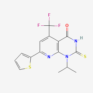 molecular formula C15H12F3N3OS2 B4349894 1-ISOPROPYL-2-SULFANYL-7-(2-THIENYL)-5-(TRIFLUOROMETHYL)PYRIDO[2,3-D]PYRIMIDIN-4(1H)-ONE 