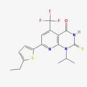 molecular formula C17H16F3N3OS2 B4349911 7-(5-ethyl-2-thienyl)-1-isopropyl-2-mercapto-5-(trifluoromethyl)pyrido[2,3-d]pyrimidin-4(1H)-one 