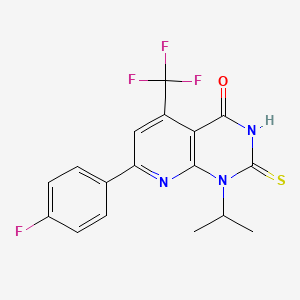 molecular formula C17H13F4N3OS B4349915 7-(4-FLUOROPHENYL)-1-ISOPROPYL-2-SULFANYL-5-(TRIFLUOROMETHYL)PYRIDO[2,3-D]PYRIMIDIN-4(1H)-ONE 