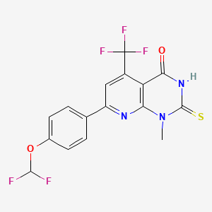 molecular formula C16H10F5N3O2S B4349923 7-[4-(difluoromethoxy)phenyl]-1-methyl-2-sulfanyl-5-(trifluoromethyl)pyrido[2,3-d]pyrimidin-4(1H)-one 