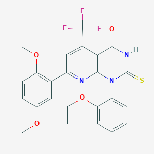 molecular formula C24H20F3N3O4S B4349992 7-(2,5-dimethoxyphenyl)-1-(2-ethoxyphenyl)-2-sulfanyl-5-(trifluoromethyl)pyrido[2,3-d]pyrimidin-4(1H)-one 