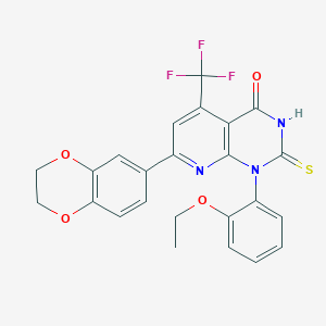 molecular formula C24H18F3N3O4S B4349999 7-(2,3-dihydro-1,4-benzodioxin-6-yl)-1-(2-ethoxyphenyl)-2-sulfanyl-5-(trifluoromethyl)pyrido[2,3-d]pyrimidin-4(1H)-one 