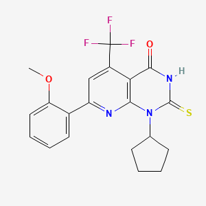 1-cyclopentyl-7-(2-methoxyphenyl)-2-sulfanyl-5-(trifluoromethyl)pyrido[2,3-d]pyrimidin-4(1H)-one