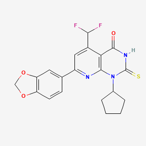 molecular formula C20H17F2N3O3S B4350016 7-(1,3-benzodioxol-5-yl)-1-cyclopentyl-5-(difluoromethyl)-2-sulfanylpyrido[2,3-d]pyrimidin-4(1H)-one 