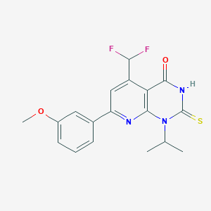 molecular formula C18H17F2N3O2S B4350047 5-(DIFLUOROMETHYL)-1-ISOPROPYL-7-(3-METHOXYPHENYL)-2-SULFANYLPYRIDO[2,3-D]PYRIMIDIN-4(1H)-ONE 