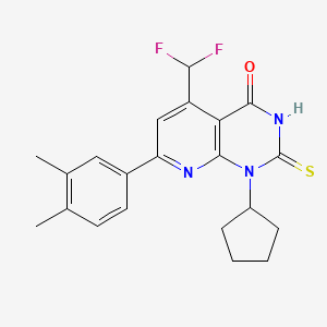 molecular formula C21H21F2N3OS B4350060 1-cyclopentyl-5-(difluoromethyl)-7-(3,4-dimethylphenyl)-2-sulfanylpyrido[2,3-d]pyrimidin-4(1H)-one 