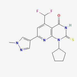 1-cyclopentyl-5-(difluoromethyl)-7-(1-methyl-1H-pyrazol-4-yl)-2-sulfanylpyrido[2,3-d]pyrimidin-4(1H)-one