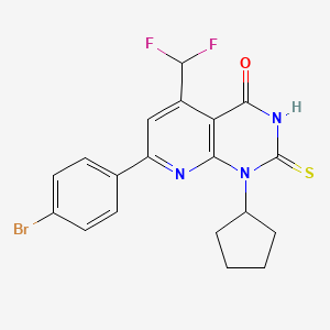 molecular formula C19H16BrF2N3OS B4350069 7-(4-bromophenyl)-1-cyclopentyl-5-(difluoromethyl)-2-sulfanylpyrido[2,3-d]pyrimidin-4(1H)-one 