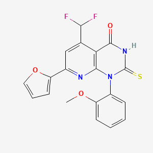 molecular formula C19H13F2N3O3S B4350080 5-(DIFLUOROMETHYL)-7-(2-FURYL)-1-(2-METHOXYPHENYL)-2-SULFANYLPYRIDO[2,3-D]PYRIMIDIN-4(1H)-ONE 