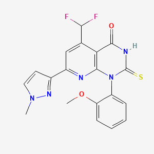 5-(difluoromethyl)-1-(2-methoxyphenyl)-7-(1-methyl-1H-pyrazol-3-yl)-2-sulfanylpyrido[2,3-d]pyrimidin-4(1H)-one