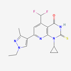 molecular formula C17H17F2N5OS B4350106 1-cyclopropyl-5-(difluoromethyl)-7-(1-ethyl-3-methyl-1H-pyrazol-4-yl)-2-sulfanylpyrido[2,3-d]pyrimidin-4(1H)-one 