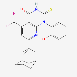 molecular formula C25H25F2N3O2S B4350150 7-(1-ADAMANTYL)-5-(DIFLUOROMETHYL)-1-(2-METHOXYPHENYL)-2-SULFANYLPYRIDO[2,3-D]PYRIMIDIN-4(1H)-ONE 