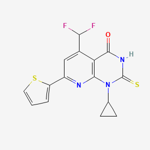 molecular formula C15H11F2N3OS2 B4350165 1-CYCLOPROPYL-5-(DIFLUOROMETHYL)-2-SULFANYL-7-(2-THIENYL)PYRIDO[2,3-D]PYRIMIDIN-4(1H)-ONE 