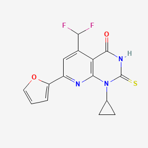 molecular formula C15H11F2N3O2S B4350187 1-CYCLOPROPYL-5-(DIFLUOROMETHYL)-7-(2-FURYL)-2-SULFANYLPYRIDO[2,3-D]PYRIMIDIN-4(1H)-ONE 