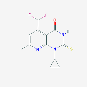 molecular formula C12H11F2N3OS B4350190 1-cyclopropyl-5-(difluoromethyl)-2-mercapto-7-methylpyrido[2,3-d]pyrimidin-4(1H)-one 