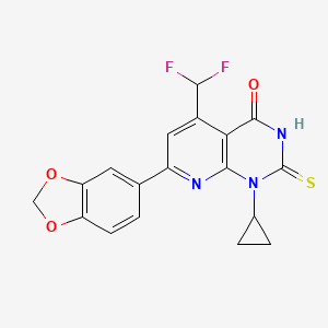 7-(1,3-benzodioxol-5-yl)-1-cyclopropyl-5-(difluoromethyl)-2-sulfanylpyrido[2,3-d]pyrimidin-4(1H)-one