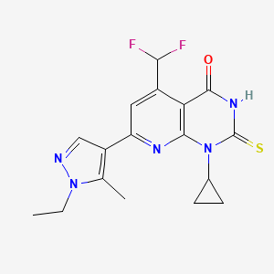 molecular formula C17H17F2N5OS B4350203 1-cyclopropyl-5-(difluoromethyl)-7-(1-ethyl-5-methyl-1H-pyrazol-4-yl)-2-mercaptopyrido[2,3-d]pyrimidin-4(1H)-one 