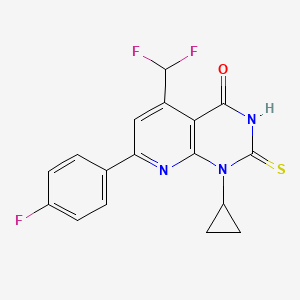 molecular formula C17H12F3N3OS B4350211 1-cyclopropyl-5-(difluoromethyl)-7-(4-fluorophenyl)-2-sulfanylpyrido[2,3-d]pyrimidin-4(1H)-one 