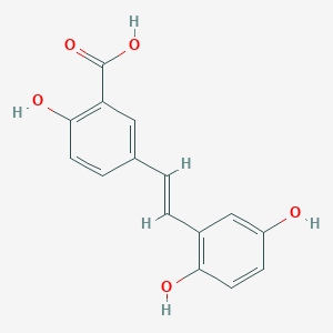 molecular formula C15H12O5 B043503 5-(2-(2,5-二羟基苯基)乙烯基)-2-羟基苯甲酸 CAS No. 150258-63-2