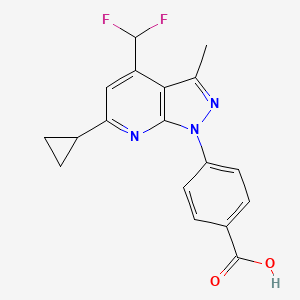 molecular formula C18H15F2N3O2 B4350356 4-[6-cyclopropyl-4-(difluoromethyl)-3-methyl-1H-pyrazolo[3,4-b]pyridin-1-yl]benzoic acid 