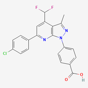 molecular formula C21H14ClF2N3O2 B4350398 4-[6-(4-chlorophenyl)-4-(difluoromethyl)-3-methyl-1H-pyrazolo[3,4-b]pyridin-1-yl]benzoic acid 