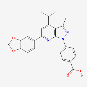 molecular formula C22H15F2N3O4 B4350406 4-[6-(1,3-benzodioxol-5-yl)-4-(difluoromethyl)-3-methyl-1H-pyrazolo[3,4-b]pyridin-1-yl]benzoic acid 