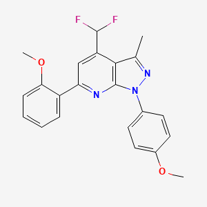 molecular formula C22H19F2N3O2 B4350420 2-[4-(DIFLUOROMETHYL)-1-(4-METHOXYPHENYL)-3-METHYL-1H-PYRAZOLO[3,4-B]PYRIDIN-6-YL]PHENYL METHYL ETHER 